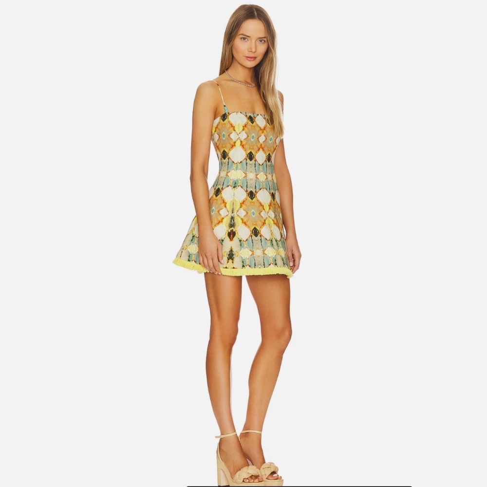 Christian Lacroix Linen Blend Mini Dress With Fringe Hem, Size XXS - Picture 4 of 16